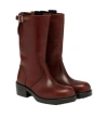 Dries Van Noten Dark Brown Leather Boots In Red