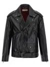 Dries Van Noten Leather Biker Jacket In Black