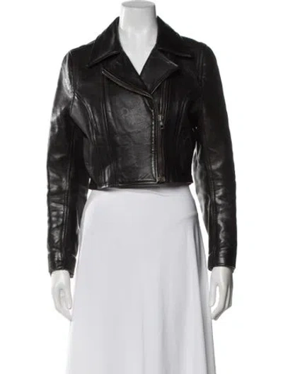 Pre-owned Dries Van Noten Leather Biker Jacket In Brown