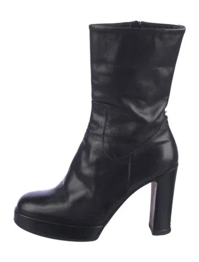 Pre-owned Dries Van Noten Leather Boots In Black
