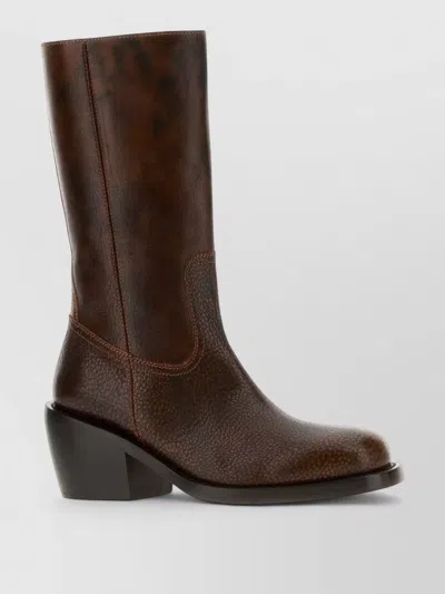 Dries Van Noten Leather Boots In Brown
