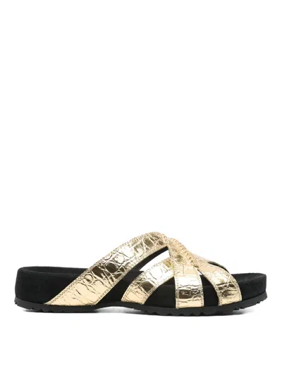 Dries Van Noten Leather Braided Slippers In Multi