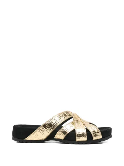 Dries Van Noten Leather Braided Slippers In Multi