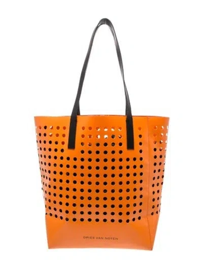 Pre-owned Dries Van Noten Leather Bucket Bag In Orange