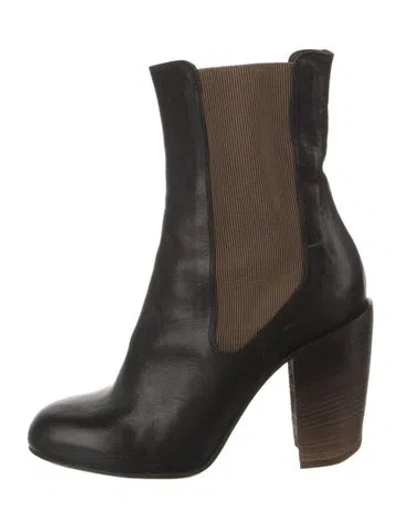 Pre-owned Dries Van Noten Leather Chelsea Boots In Black