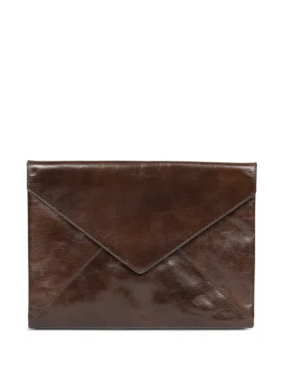 Dries Van Noten Leather Clutch Bag In Brown