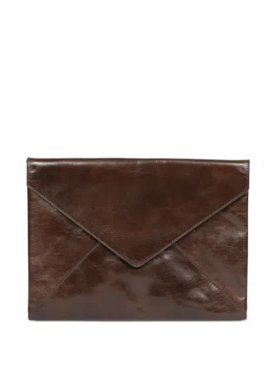 Dries Van Noten Leather Clutch Bag In Brown