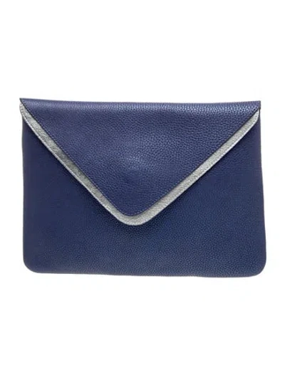 Pre-owned Dries Van Noten Leather Clutch In Blue