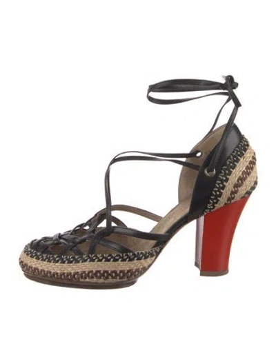Pre-owned Dries Van Noten Leather Colorblock Pattern D'orsay Pumps In Black