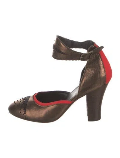 Pre-owned Dries Van Noten Leather Colorblock Pattern D'orsay Pumps In Brown