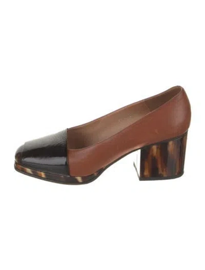 Pre-owned Dries Van Noten Leather Colorblock Pattern Pumps In Brown