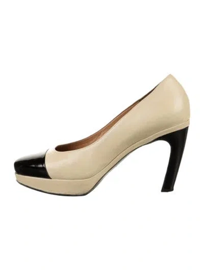 Pre-owned Dries Van Noten Leather Colorblock Pattern Pumps In Yellow