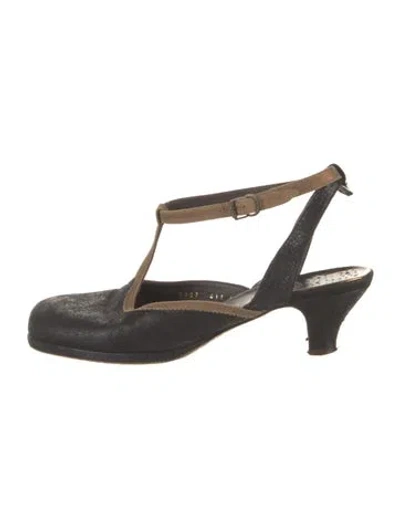 Pre-owned Dries Van Noten Leather Colorblock Pattern Slingback Flats In Brown