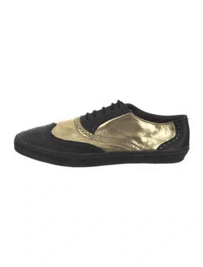 Pre-owned Dries Van Noten Leather Colorblock Pattern Sneakers In Black
