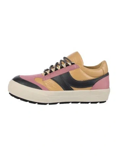 Pre-owned Dries Van Noten Leather Colorblock Pattern Sneakers In Neutral