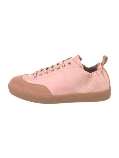 Pre-owned Dries Van Noten Leather Colorblock Pattern Sneakers In Pink