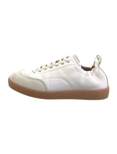 Pre-owned Dries Van Noten Leather Colorblock Pattern Sneakers In White