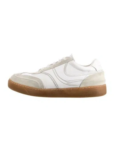 Pre-owned Dries Van Noten Leather Colorblock Pattern Sneakers In White