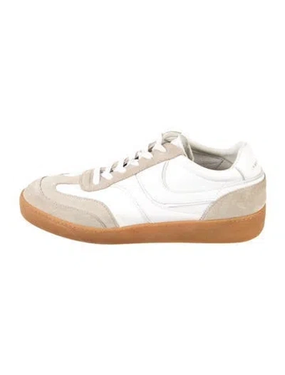 Pre-owned Dries Van Noten Leather Colorblock Pattern Sneakers In White