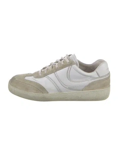Pre-owned Dries Van Noten Leather Colorblock Pattern Sneakers In White