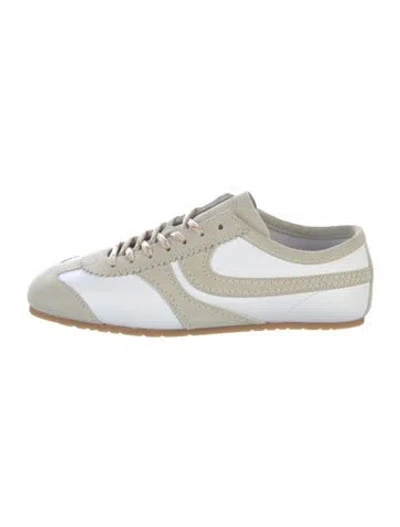 Pre-owned Dries Van Noten Leather Colorblock Pattern Sneakers In White