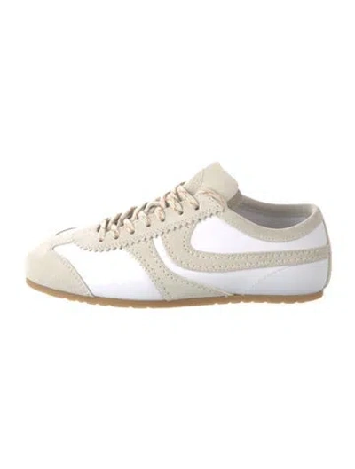 Pre-owned Dries Van Noten Leather Colorblock Pattern Sneakers In White