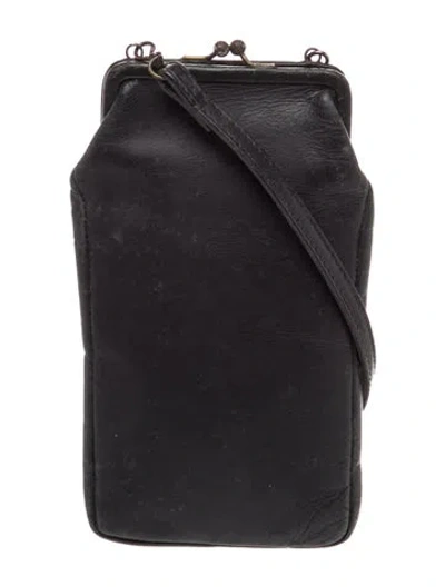 Pre-owned Dries Van Noten Leather Crossbody Bag In Black
