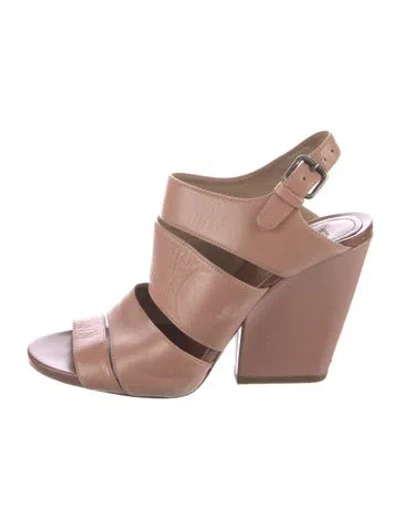 Pre-owned Dries Van Noten Leather Cutout Accent Slingback Sandals In Neutral