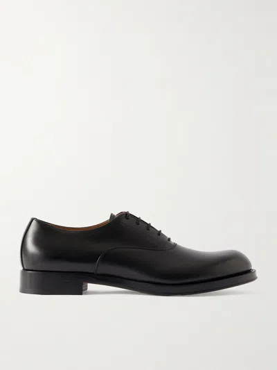 Dries Van Noten Oxford Shoes Almond Toe Leather Sole In Black