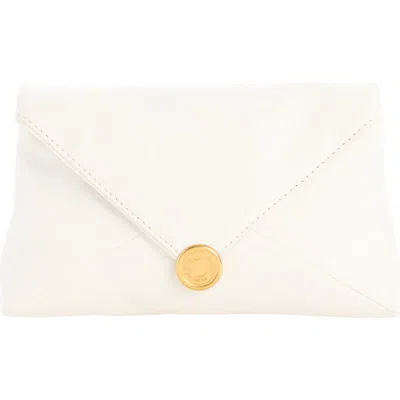 Dries Van Noten Leather Envelope Clutch In White