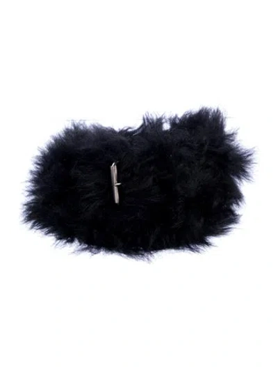 Pre-owned Dries Van Noten Leather Faux Fur Trim Waist Belt In Black