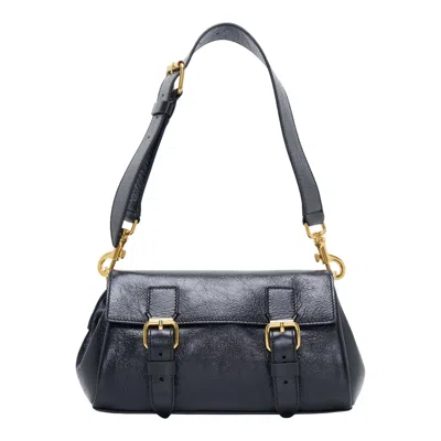 Dries Van Noten Leather Flap Double Buckle Bag In Black