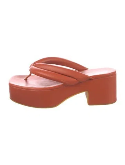 Pre-owned Dries Van Noten Leather Flip Flops In Orange