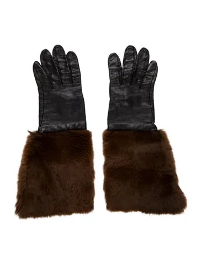 Pre-owned Dries Van Noten Leather Gloves In Black