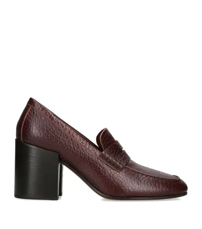 Dries Van Noten Leather Heeled Loafers 70 In Burgundy
