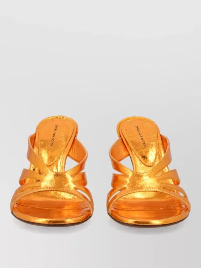 Dries Van Noten Leather Heeled Mules In Multi