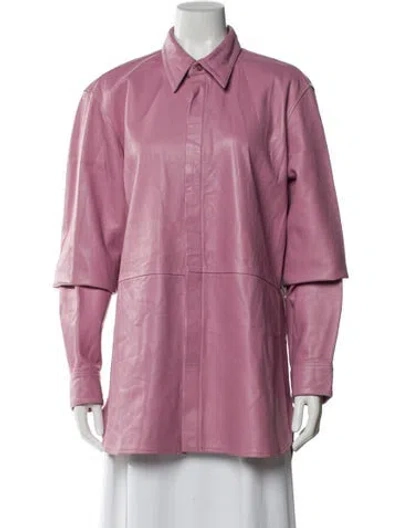 Pre-owned Dries Van Noten Leather Jacket In Pink
