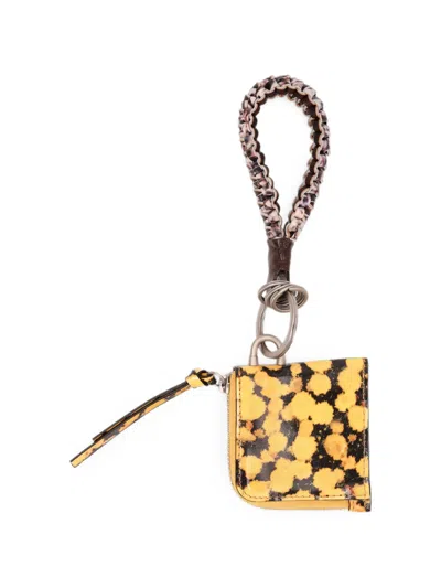 Dries Van Noten Leather Keychain In Yellow