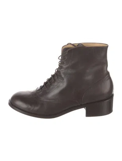 Pre-owned Dries Van Noten Leather Lace-up Boots In Brown