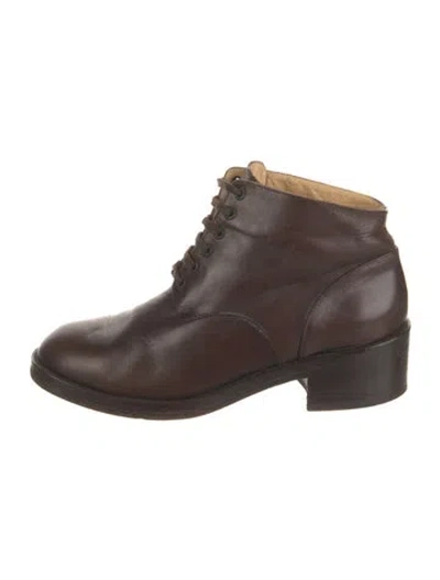 Pre-owned Dries Van Noten Leather Lace-up Boots In Brown