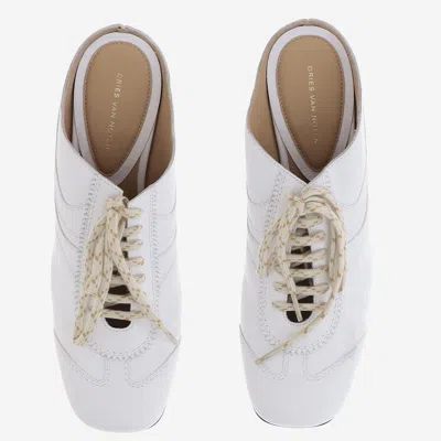 Dries Van Noten Leather Lace-up Heel In White