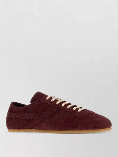 Dries Van Noten Leather Lace-up Sneakers In Burgundy