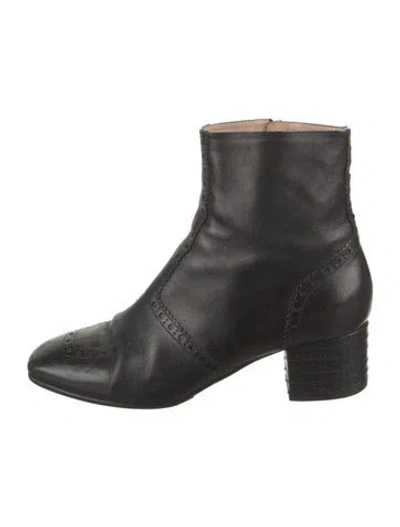 Pre-owned Dries Van Noten Leather Lasercut Accents Boots In Black