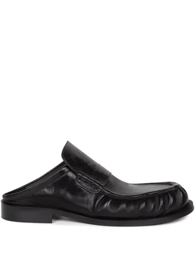 Dries Van Noten Leather Loafer Slippers In Black