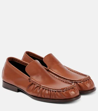 Dries Van Noten Leather Loafers In Beige