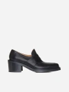 Dries Van Noten Calfskin Heeled Penny Loafers In Black