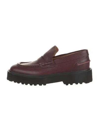 Pre-owned Dries Van Noten Leather Loafers In Burgundy