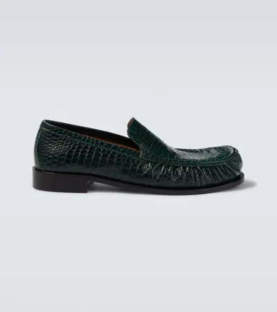 Dries Van Noten Leather Loafers In Green