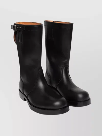 Dries Van Noten Leather Mid-calf Biker Boots In Black