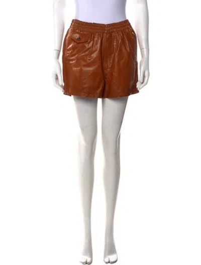 Pre-owned Dries Van Noten Leather Mini Shorts In Orange